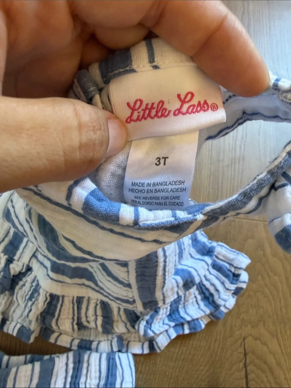 Little Lass Blue & White Striped Linen Kids Pants Set